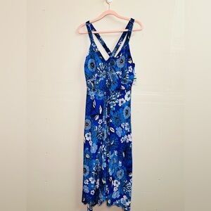 NWT INC International Concepts Women’s Large Blue Magnolia Dress Floral Jersey